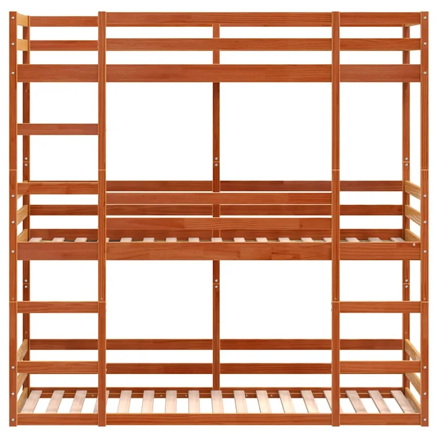 Lit superposé triple sans matelas 90x200 cm bois de pin massif - 5
