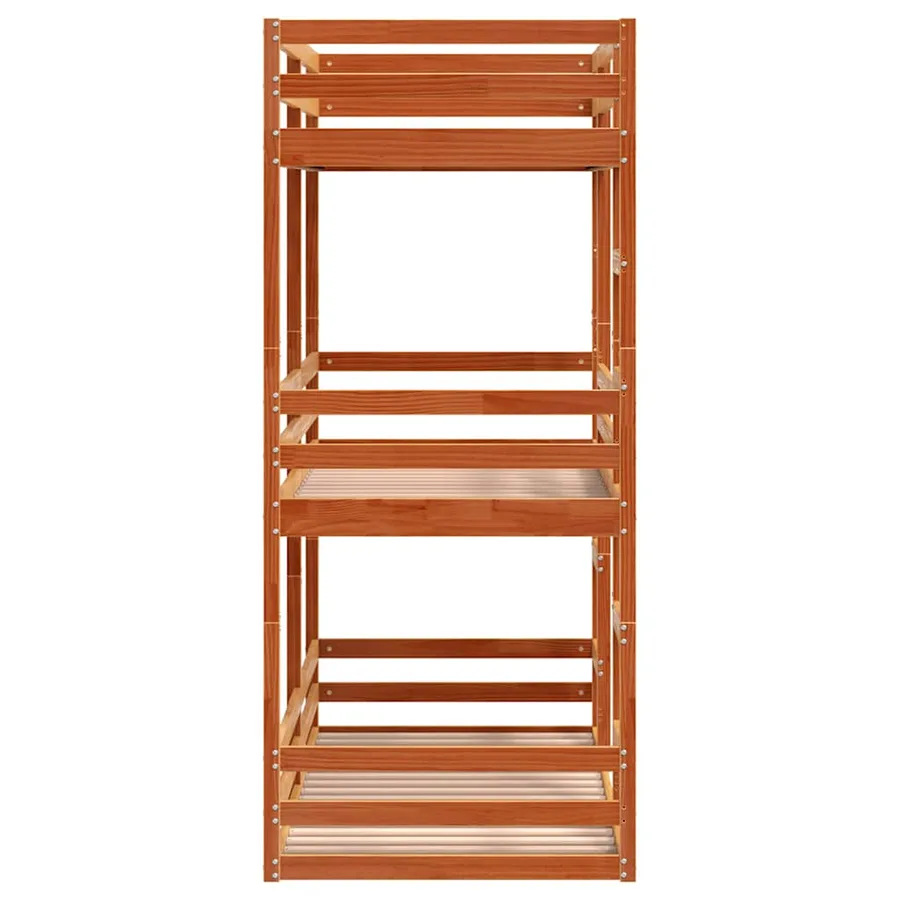 Lit superposé triple sans matelas 90x200 cm bois de pin massif - 6