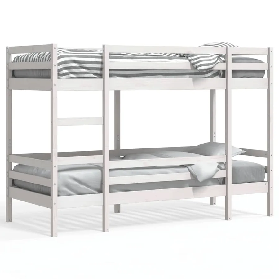 Lit superposé sans matelas blanc 80x200 cm bois de pin massif - 2