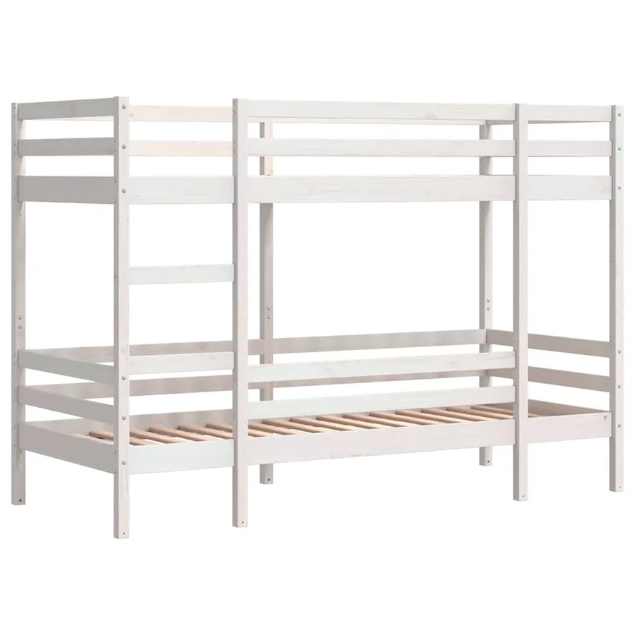Lit superposé sans matelas blanc 80x200 cm bois de pin massif - 3