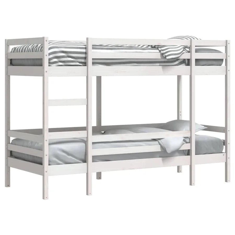 Lit superposé sans matelas blanc 80x200 cm bois de pin massif - 4