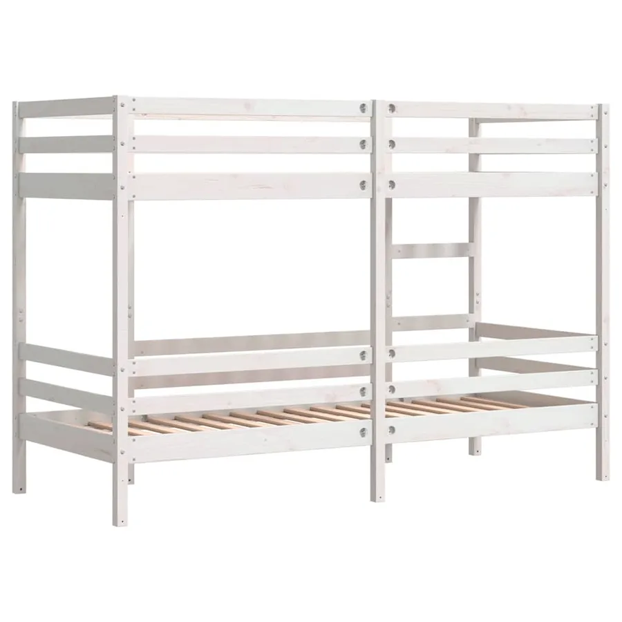 Lit superposé sans matelas blanc 80x200 cm bois de pin massif - 7
