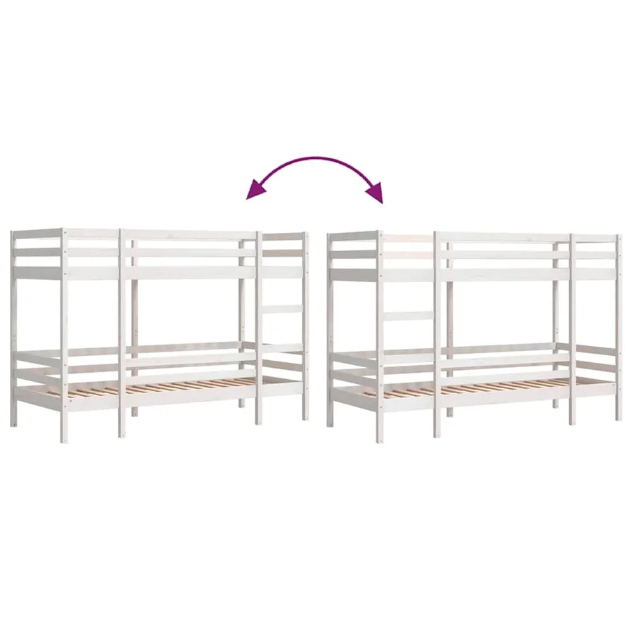 Lit superposé sans matelas blanc 80x200 cm bois de pin massif - 8