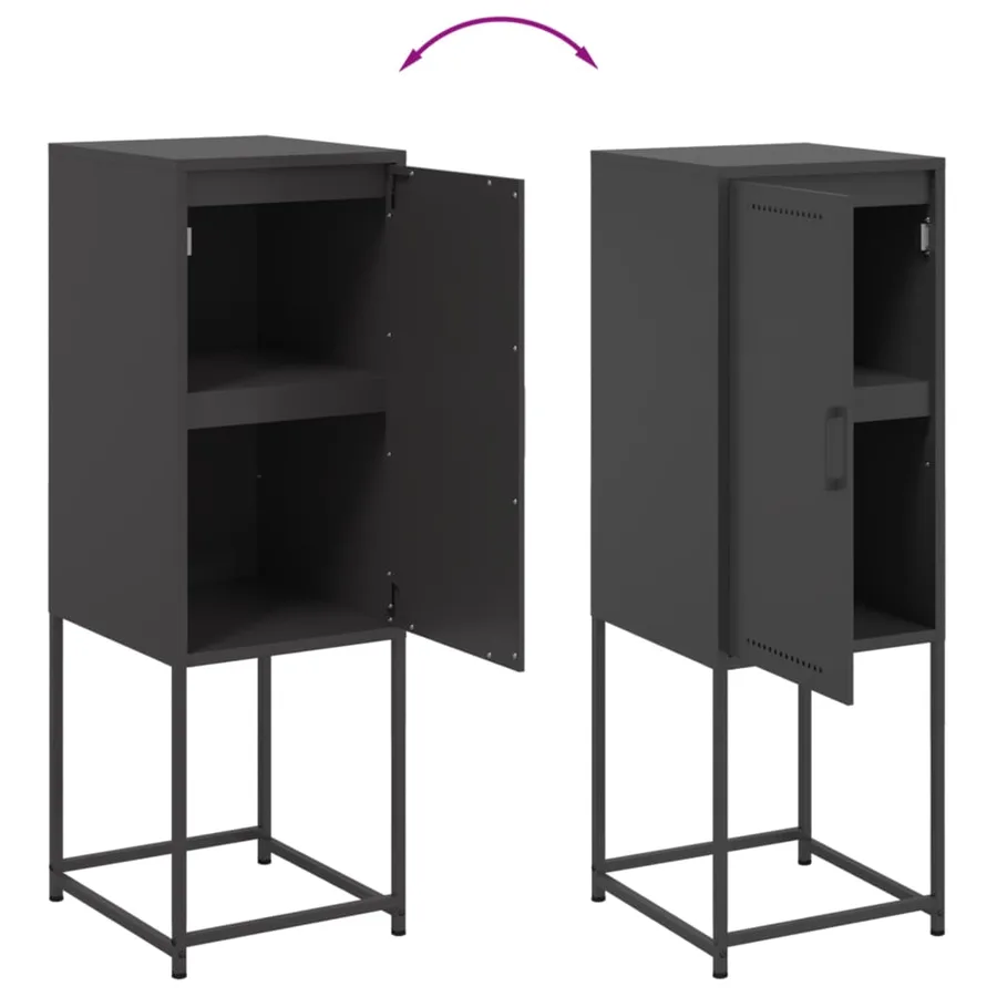 Buffet haut noir 36x39x107 cm acier - 10