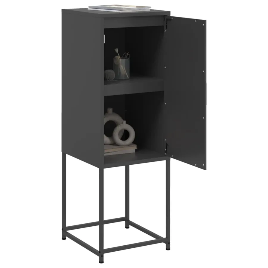 Buffet haut noir 36x39x107 cm acier - 5