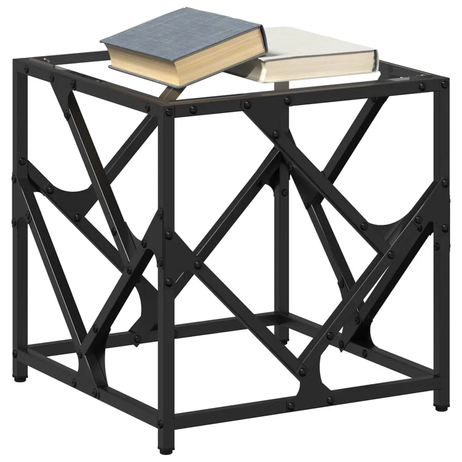 Table basse avec dessus en verre transparent 40x40x41 cm acier - 3