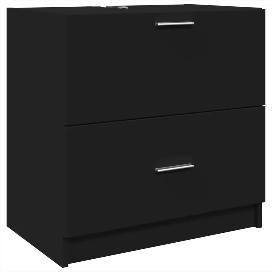 Armoire d'évier noir 59x37x59 cm bois d'ingénierie - 2