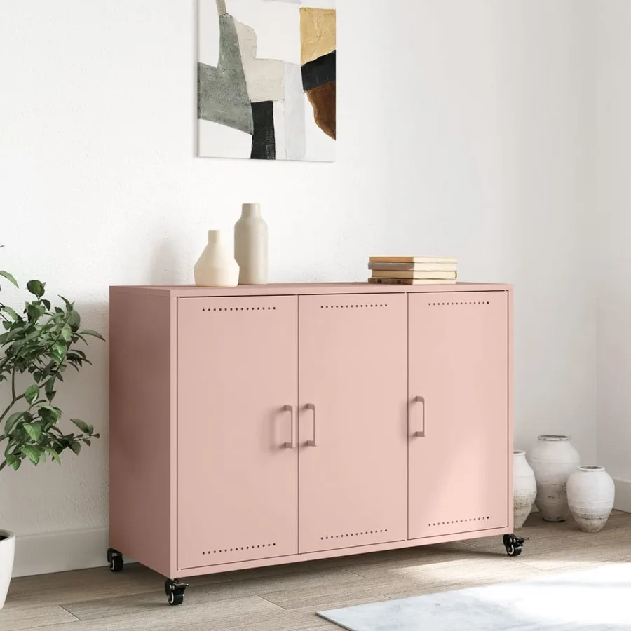 Buffet rose 100,5x39x72 cm acier - 3