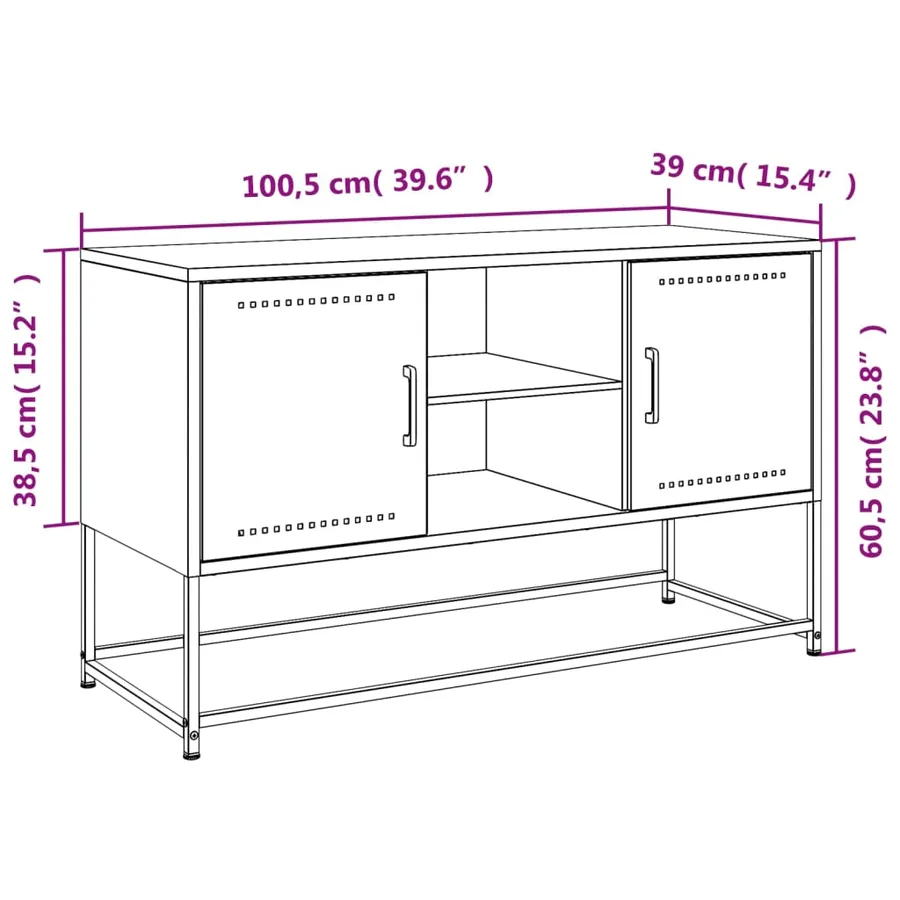 Meuble TV rose 100,5x39x60,5 cm acier - 12