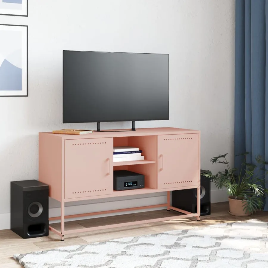 Meuble TV rose 100,5x39x60,5 cm acier - 3