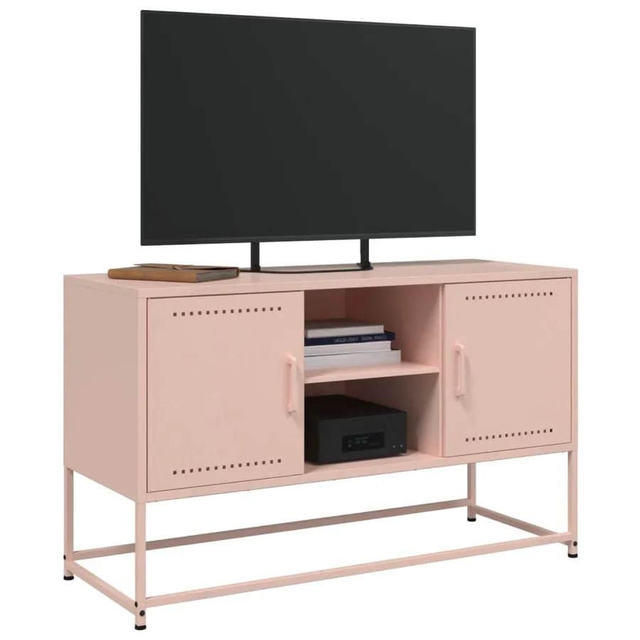 Meuble TV rose 100,5x39x60,5 cm acier - 4
