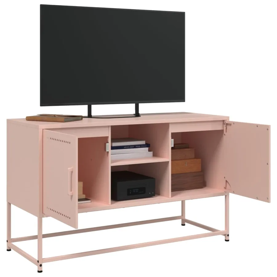 Meuble TV rose 100,5x39x60,5 cm acier - 5