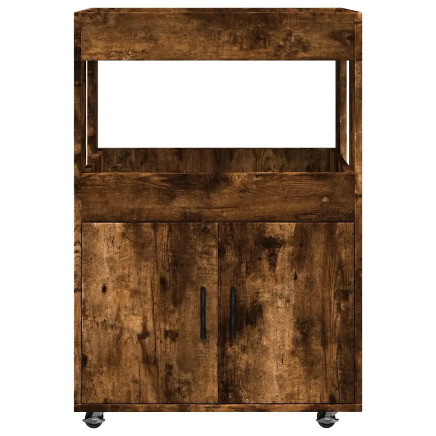 Chariot de bar chêne fumé 60x39,5x89 cm bois d'ingénierie - 4