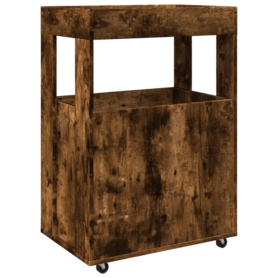 Chariot de bar chêne fumé 60x39,5x89 cm bois d'ingénierie - 6