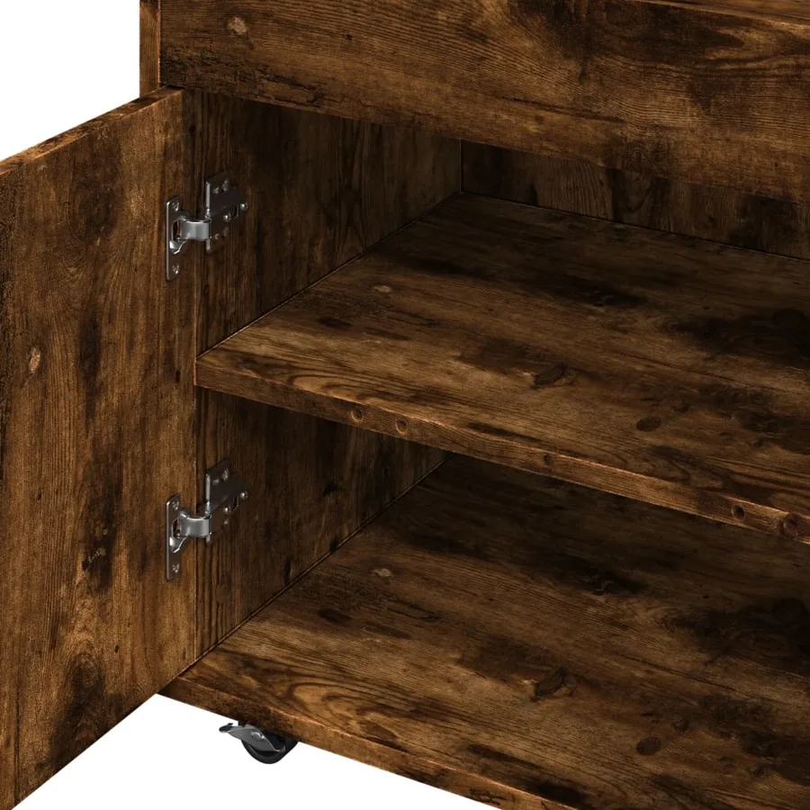 Chariot de bar chêne fumé 60x39,5x89 cm bois d'ingénierie - 7