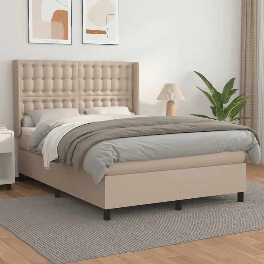 Sommier à lattes de lit avec matelas Cappuccino 140x190 cm