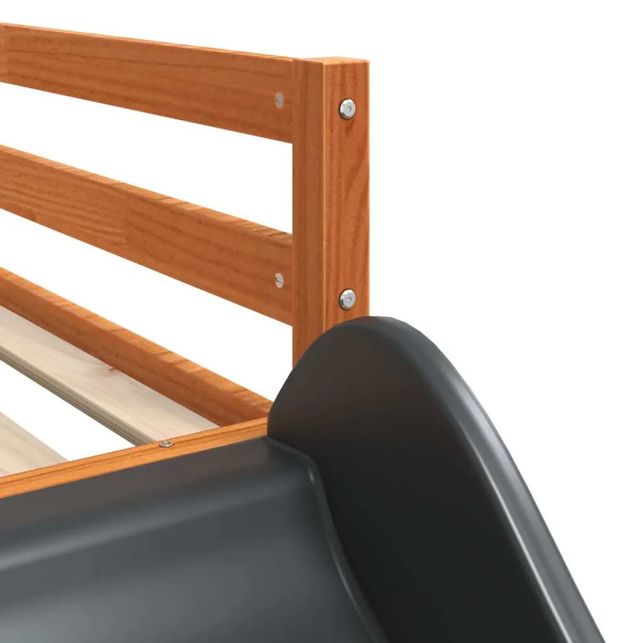 Lit superposé sans matelas avec toboggan blanc noir 90x200 cm - 14