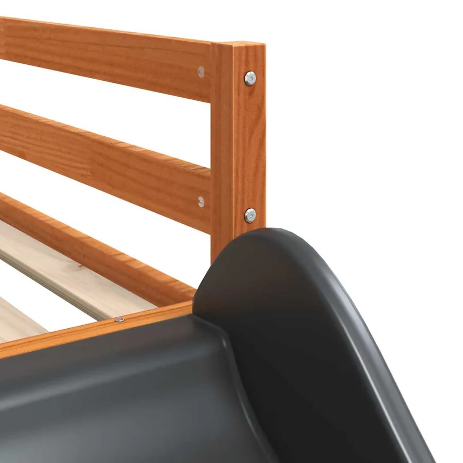 Lit superposé sans matelas avec toboggan et rideaux 80x200 cm - 12