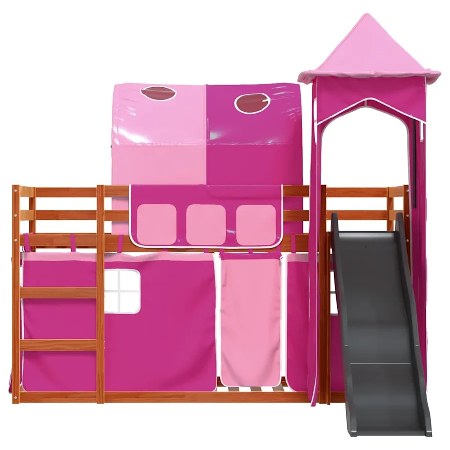 Lit superposé sans matelas avec toboggan et rideaux 80x200 cm - 7