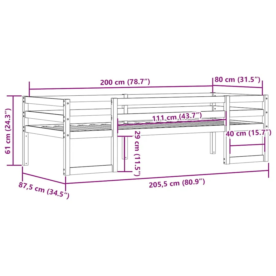 Cadre de lit pour enfants sans matelas cire marron 80x200 cm - 11