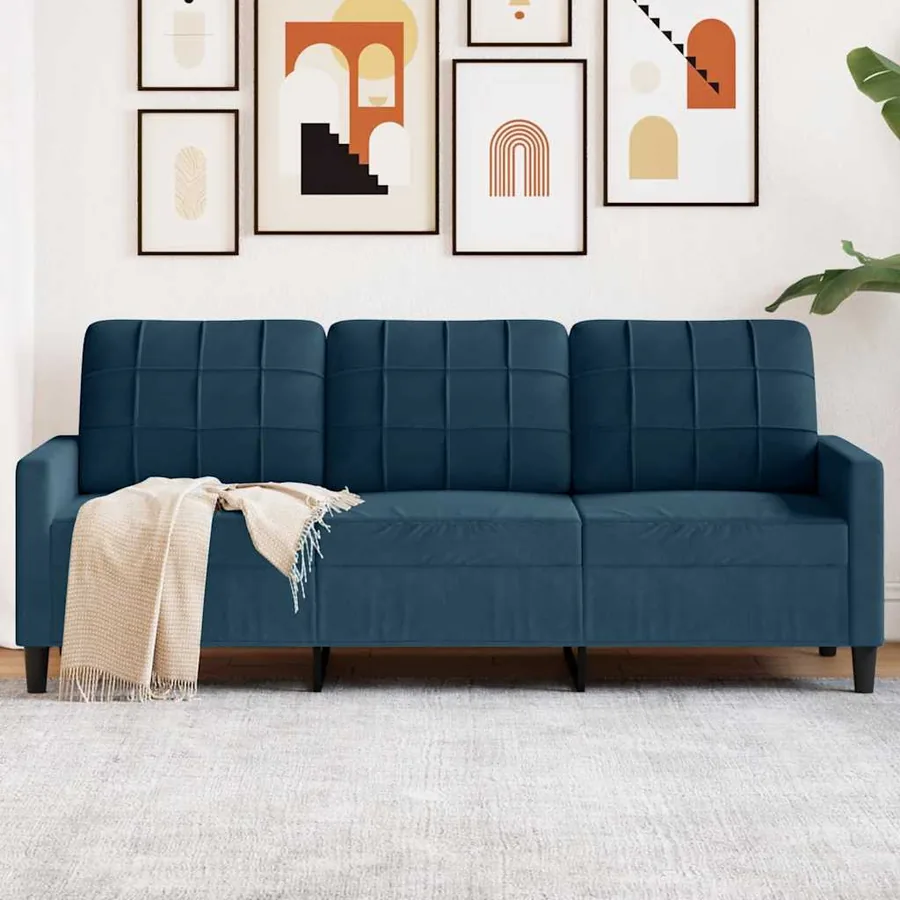 Canapé à 3 places Bleu 180 cm Velours