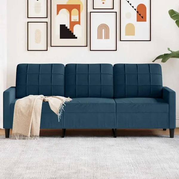 Canapé à 3 places Bleu 180 cm Velours