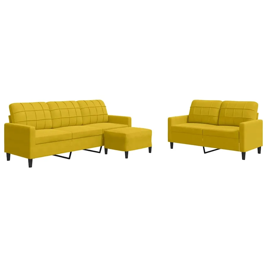 Ensemble de canapés 3 pcs avec coussins Jaune Velours - 2