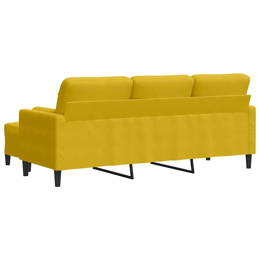 Canapé à 3 places avec repose-pieds jaune 180 cm velours - 5