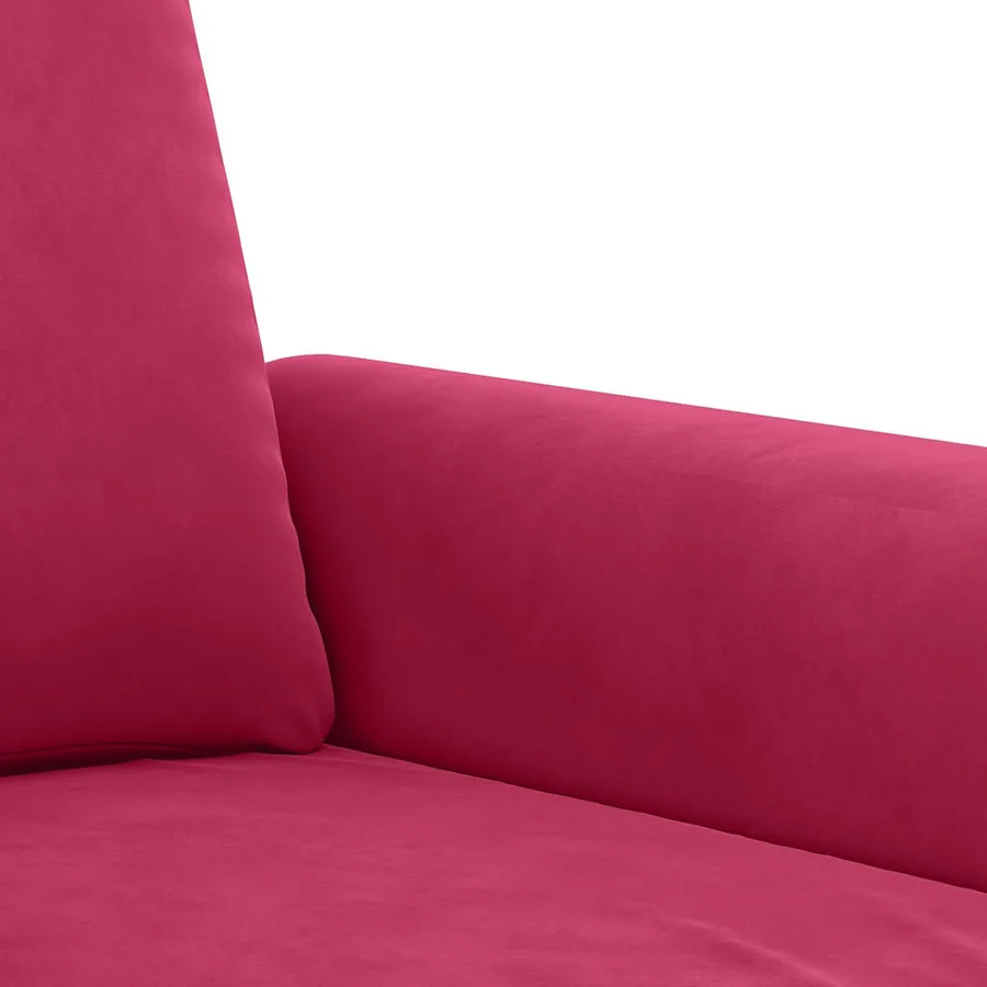 Ensemble de canapés 3 pcs avec coussins rouge bordeaux velours - 7