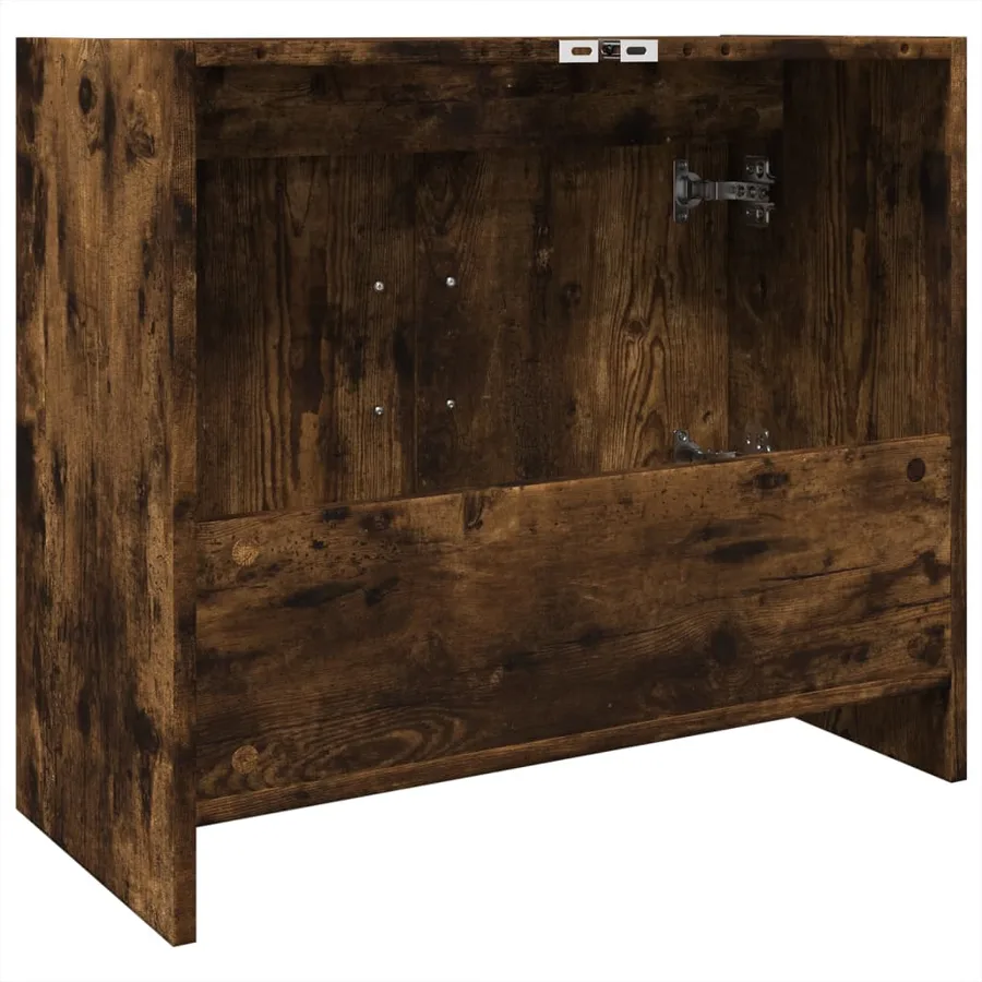 Armoire de lavabo chêne fumé 63x29x55 cm bois d'ingénierie - 7