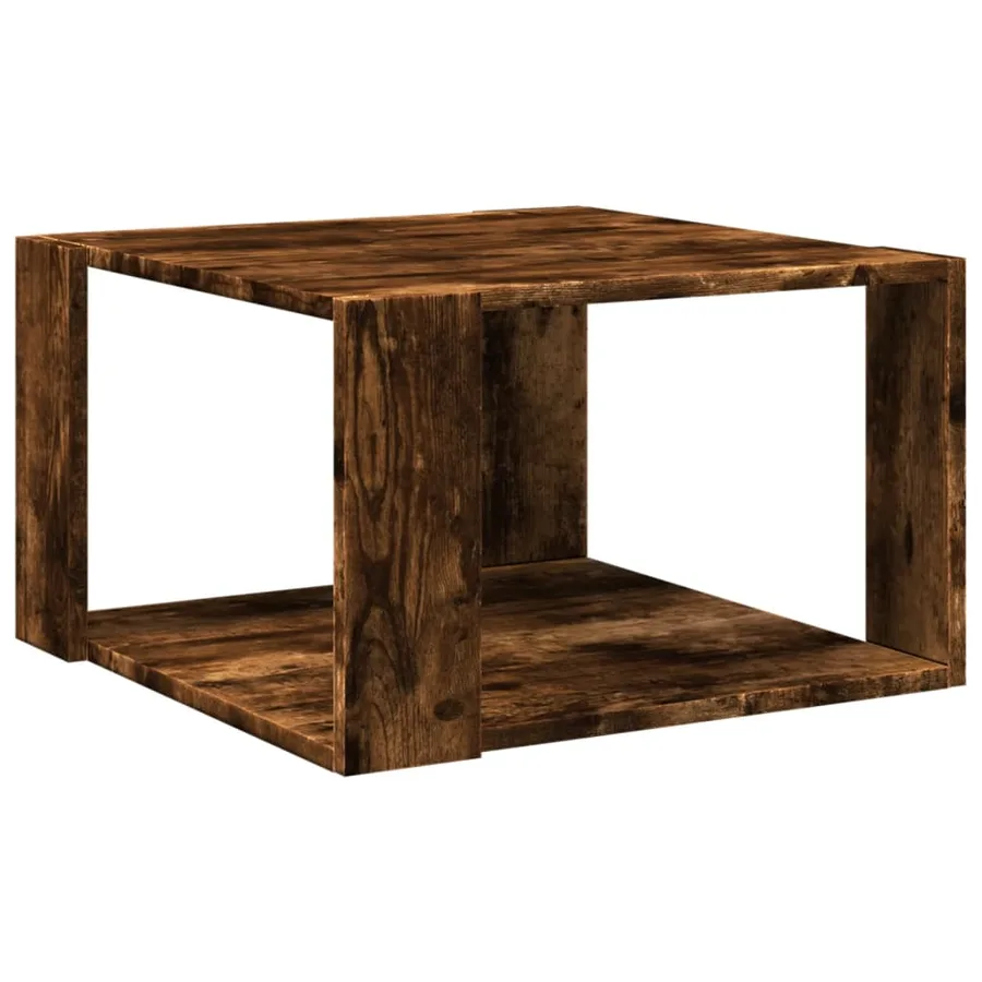 Table basse chêne fumé 51,5x51,5x30 cm bois d'ingénierie - 2