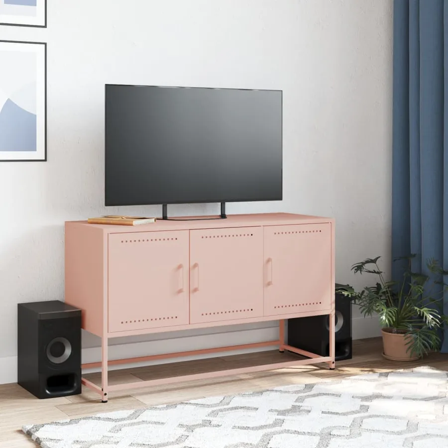 Meuble TV rose 100,5x39x60,5 cm acier - 3