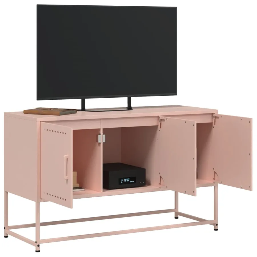 Meuble TV rose 100,5x39x60,5 cm acier - 5