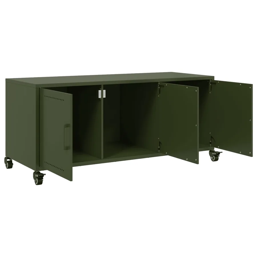 Meuble TV vert olive 100,5x39x43,5 cm acier - 10