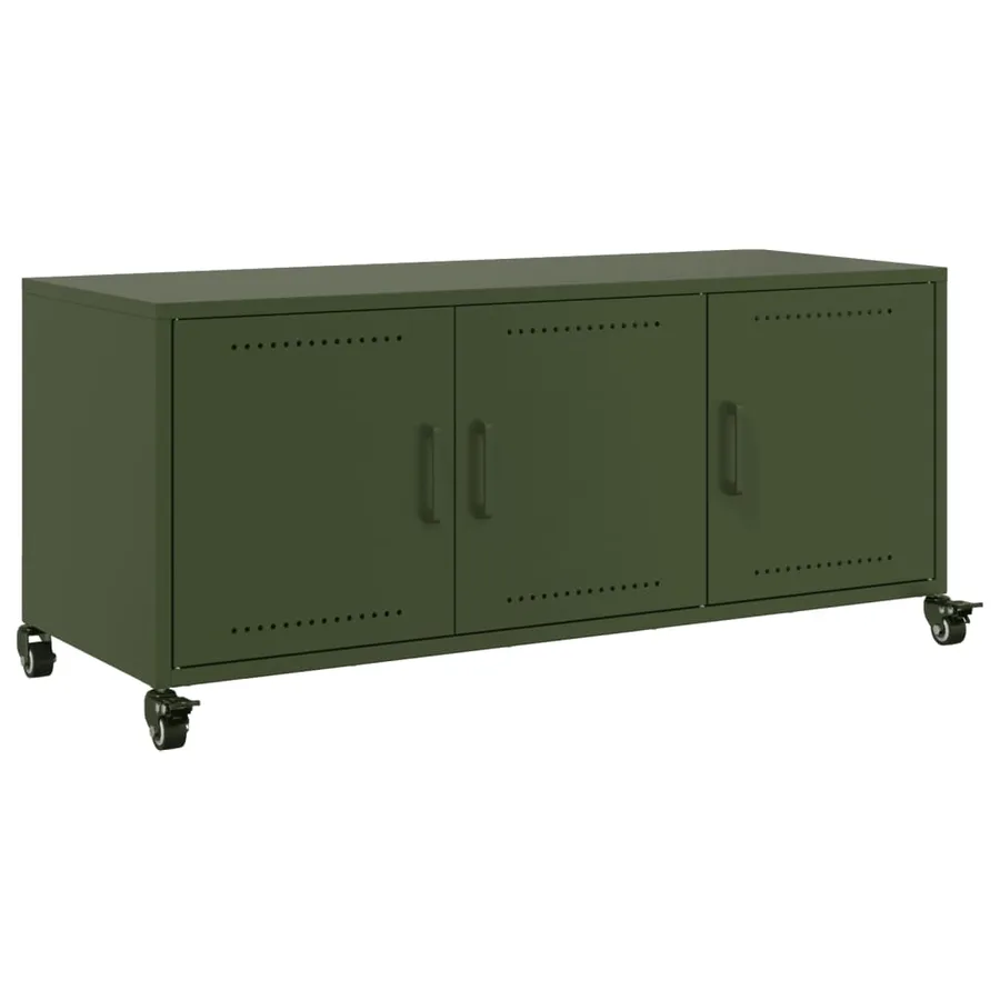 Meuble TV vert olive 100,5x39x43,5 cm acier - 2