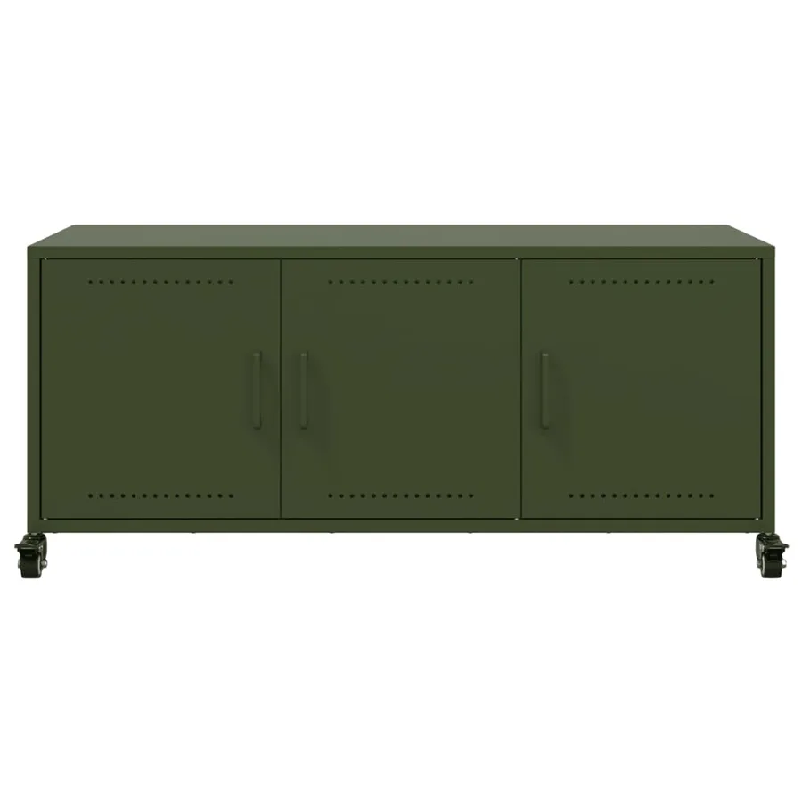Meuble TV vert olive 100,5x39x43,5 cm acier - 6