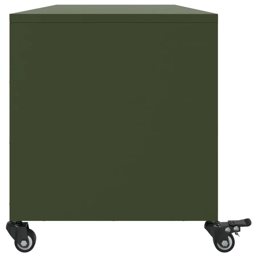 Meuble TV vert olive 100,5x39x43,5 cm acier - 7