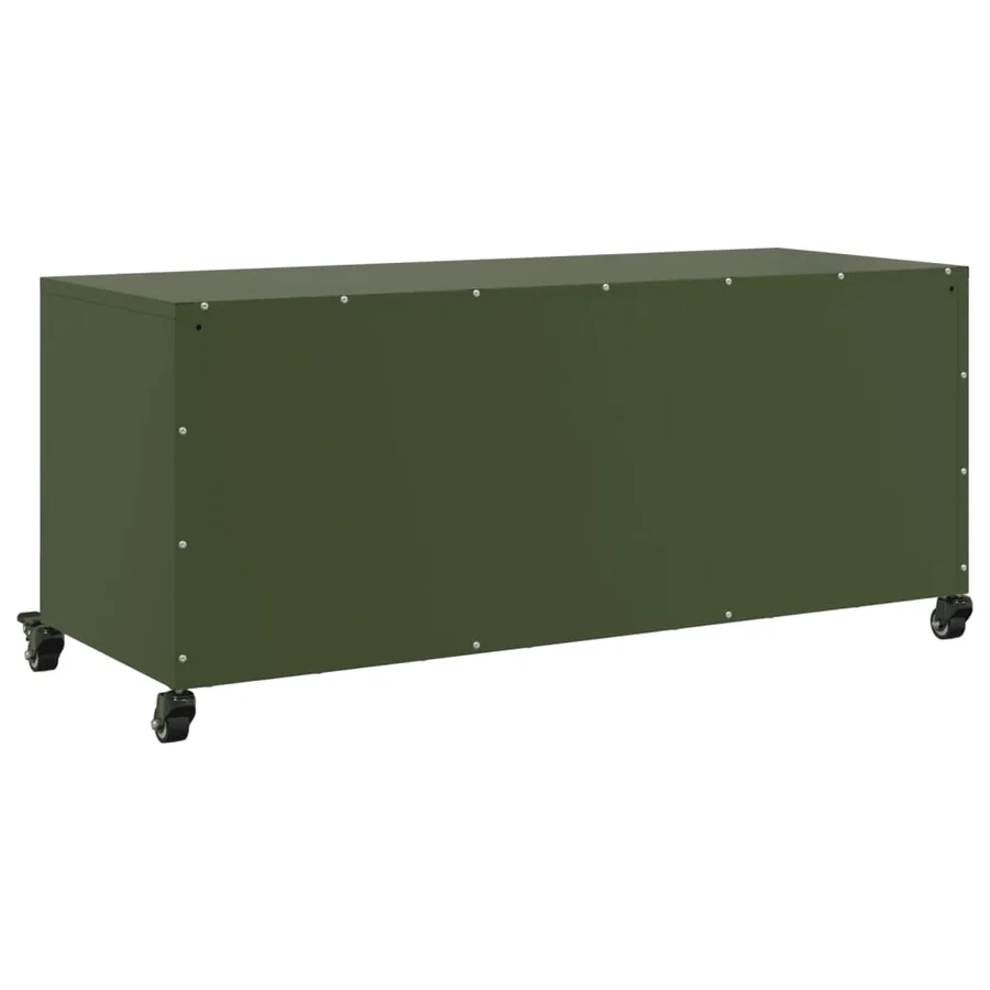 Meuble TV vert olive 100,5x39x43,5 cm acier - 8