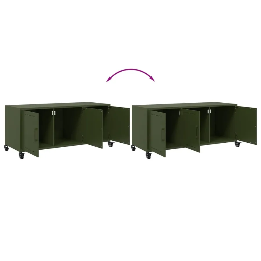 Meuble TV vert olive 100,5x39x43,5 cm acier - 9