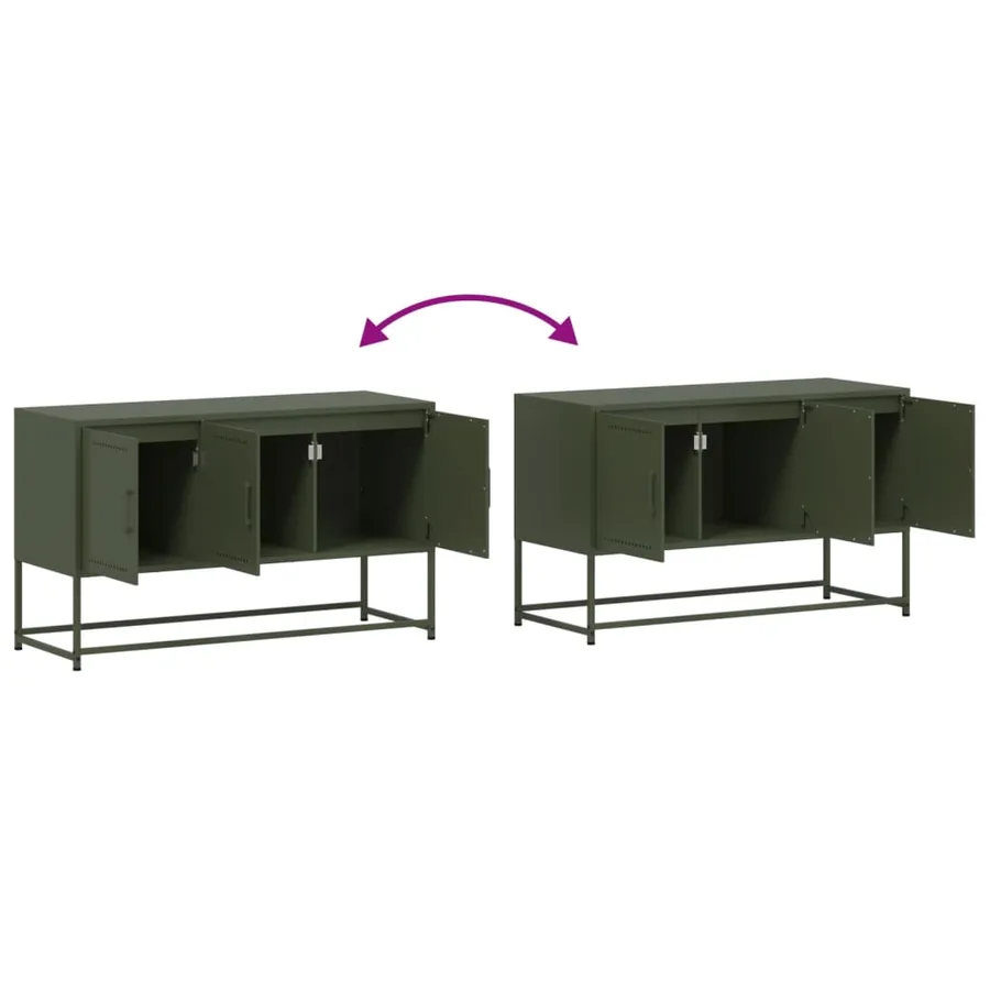 Meuble TV vert olive 100,5x39x60,5 cm acier - 10