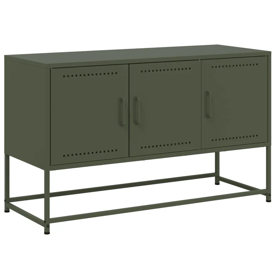 Meuble TV vert olive 100,5x39x60,5 cm acier - 2