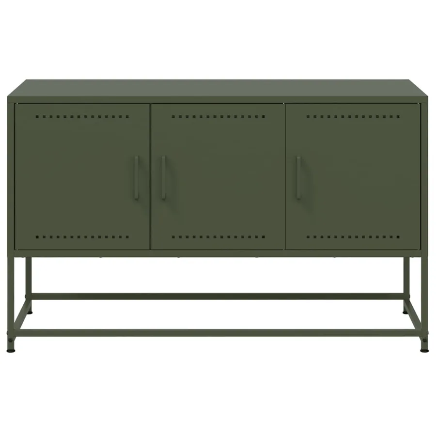 Meuble TV vert olive 100,5x39x60,5 cm acier - 6