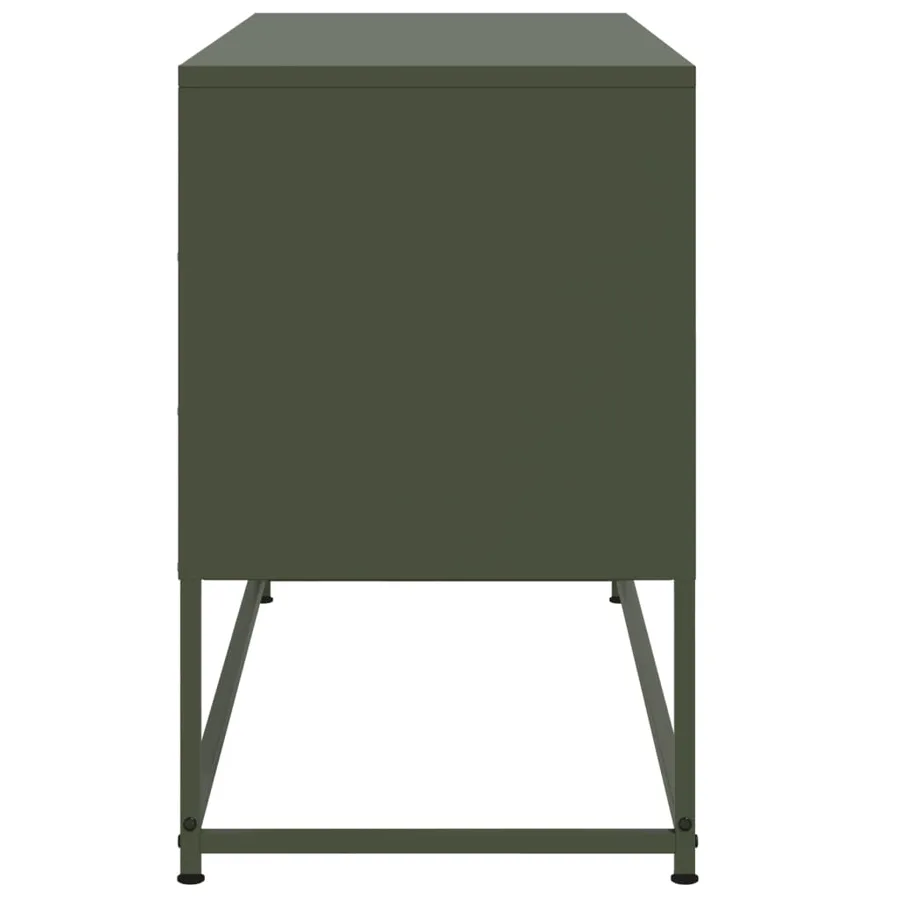 Meuble TV vert olive 100,5x39x60,5 cm acier - 7