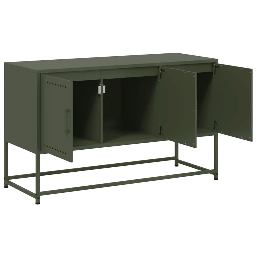 Meuble TV vert olive 100,5x39x60,5 cm acier - 9