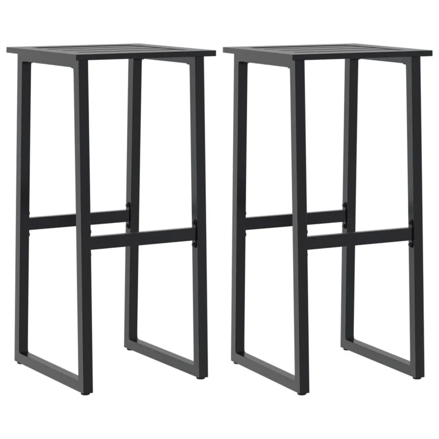 Tabourets de bar lot de 2 noir acier enduit de poudre - 2