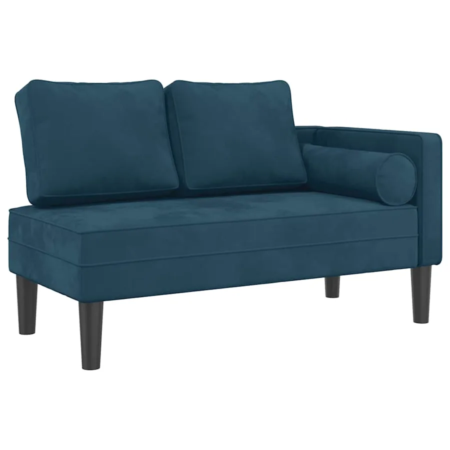 Chaise longue avec coussins bleu velours - 2