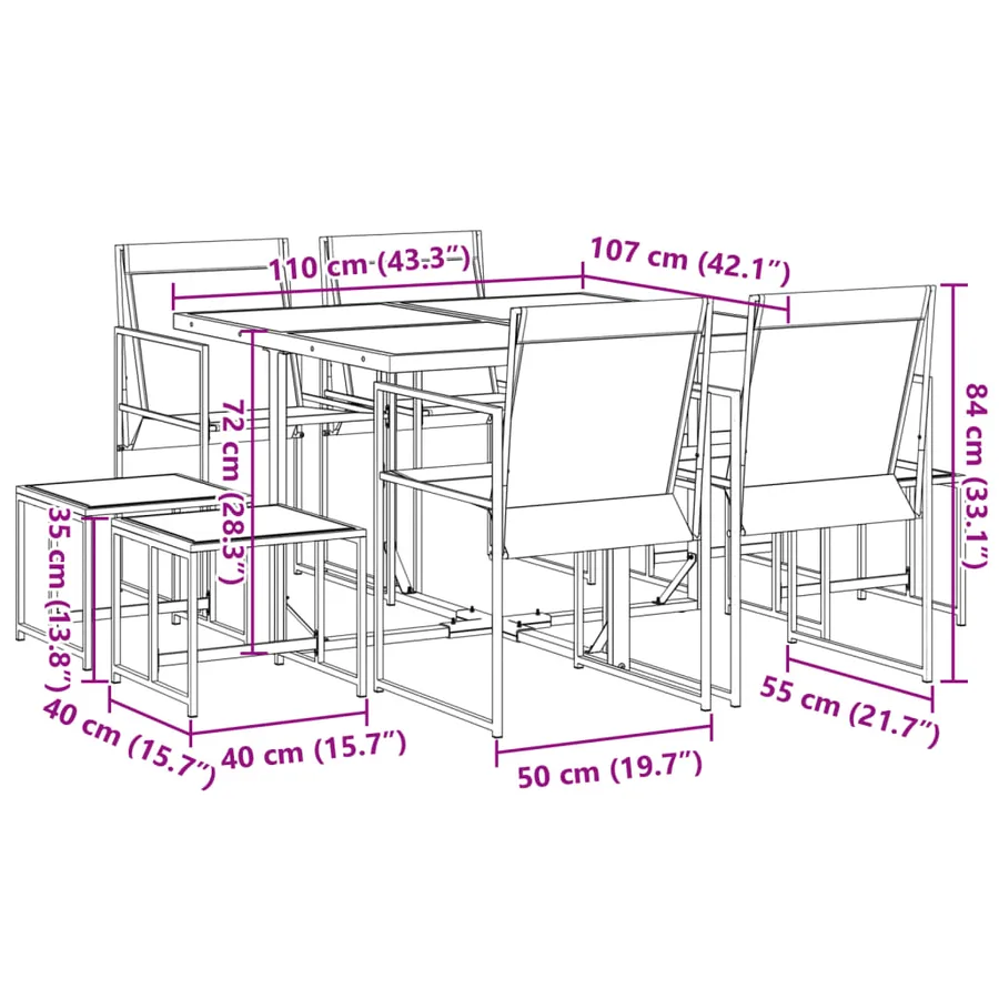 Ensemble à manger de jardin 9 pcs noir textilène - 10