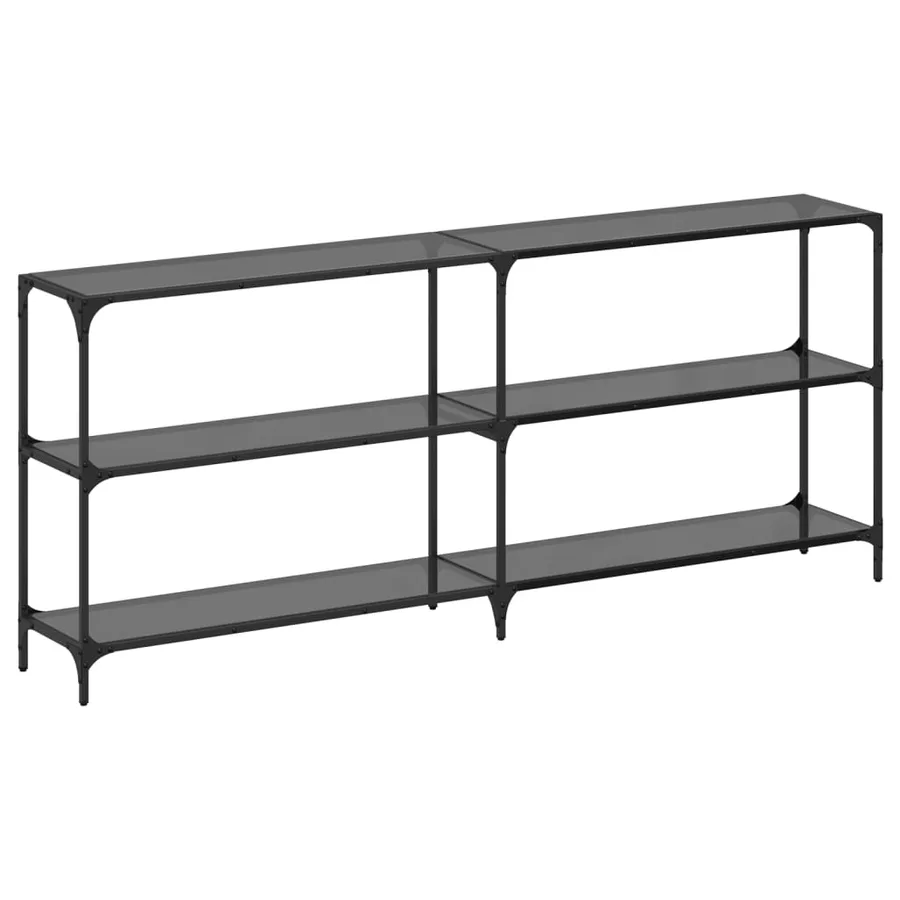 Table console avec dessus en verre noir 194,5x30x81 cm acier - 2