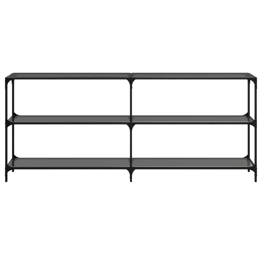Table console avec dessus en verre noir 194,5x30x81 cm acier - 4