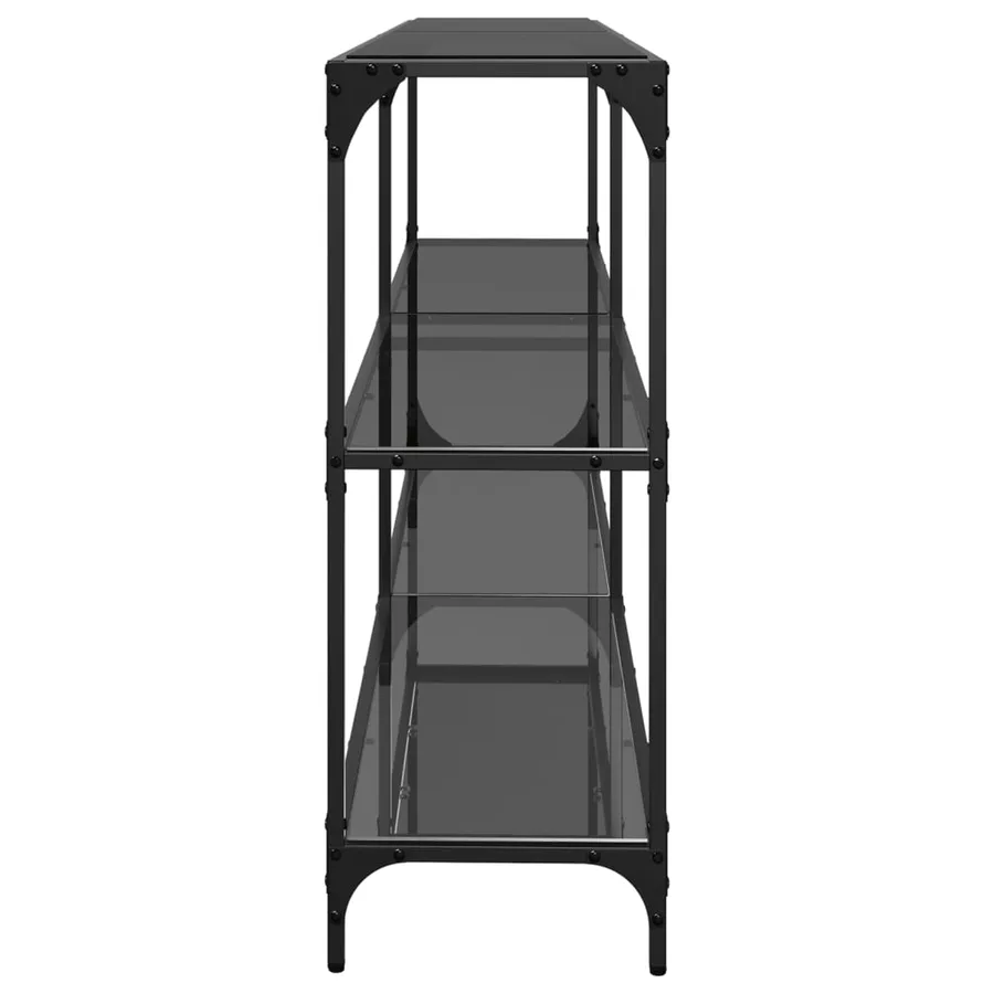 Table console avec dessus en verre noir 194,5x30x81 cm acier - 5